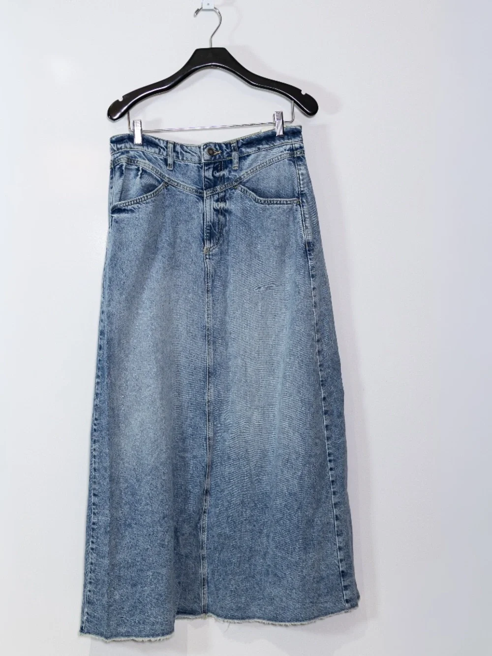 NEW Free People x We The Free Come As You Are Cotton Straight Maxi Jean Skirt 8
